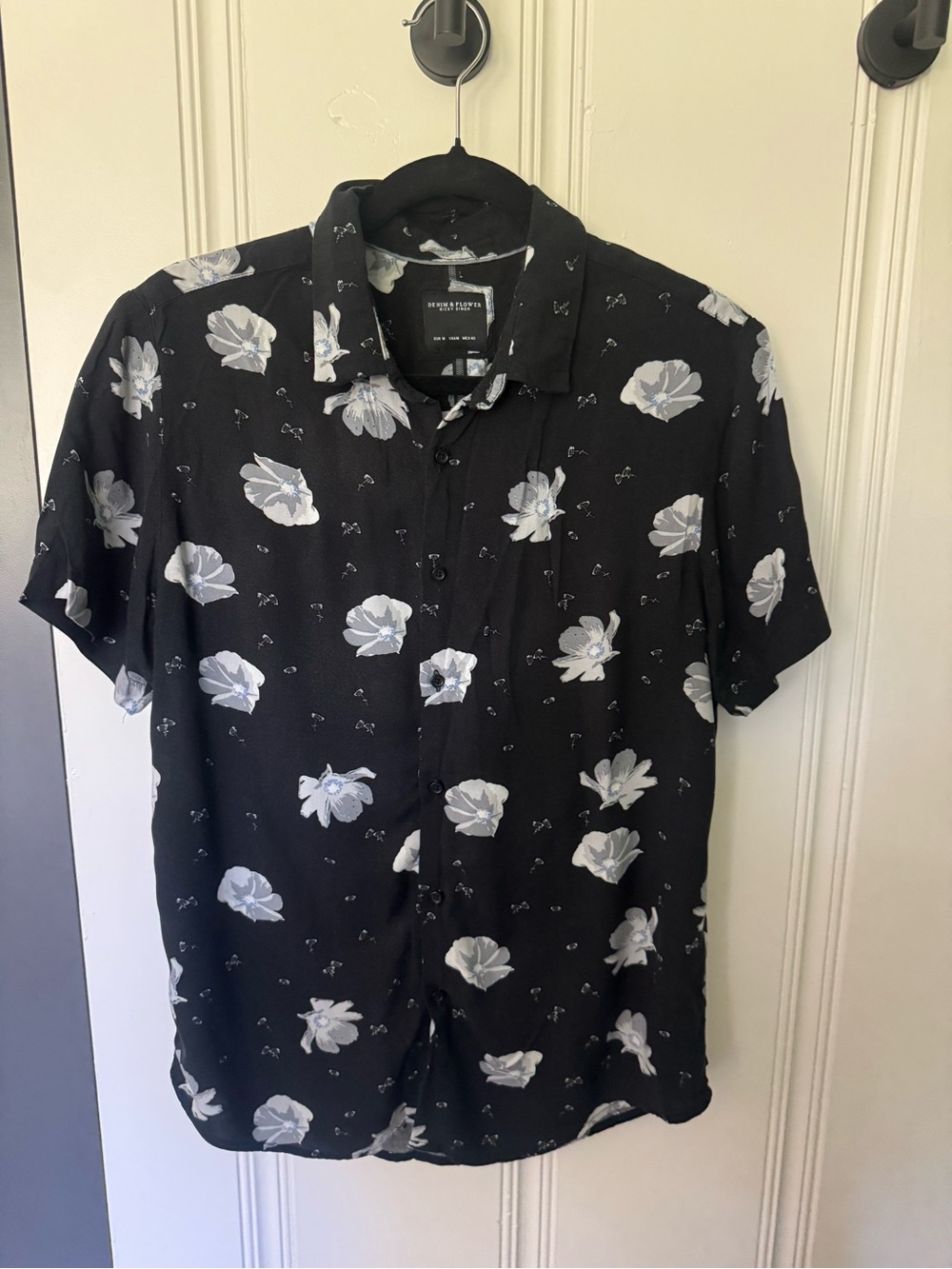 Denim and Flower Hawaiian Shirt